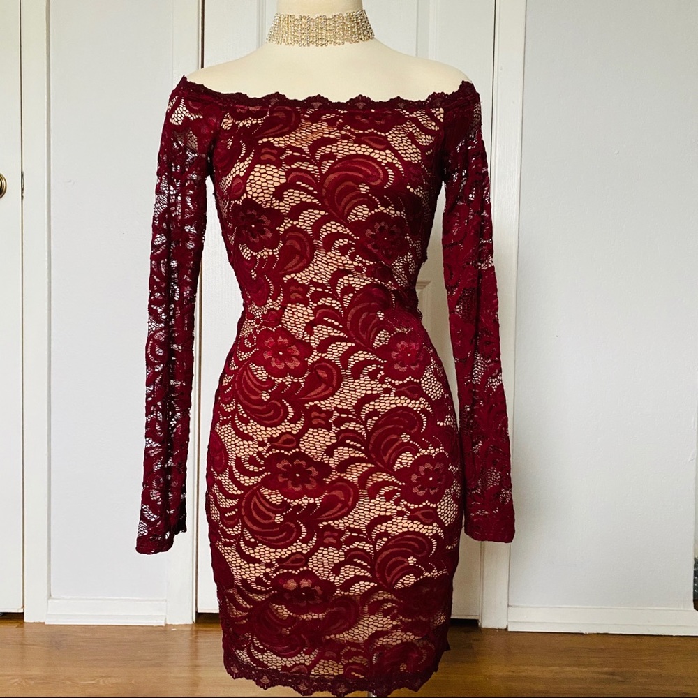 Burgundy lace dress